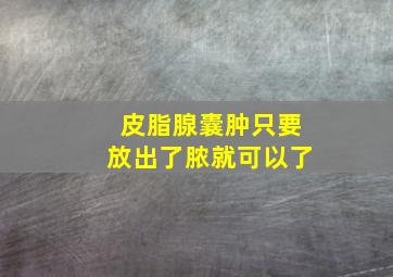 皮脂腺囊肿只要放出了脓就可以了