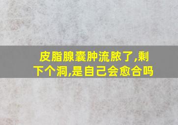 皮脂腺囊肿流脓了,剩下个洞,是自己会愈合吗