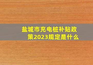 盐城市充电桩补贴政策2023规定是什么