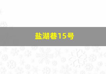 盐湖巷15号