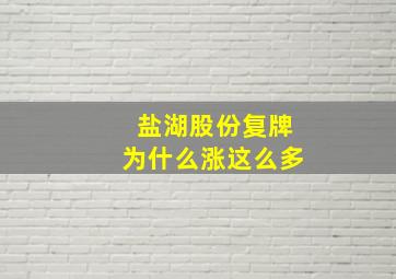 盐湖股份复牌为什么涨这么多