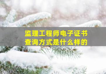 监理工程师电子证书查询方式是什么样的