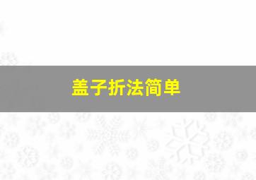 盖子折法简单