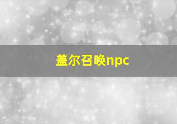 盖尔召唤npc