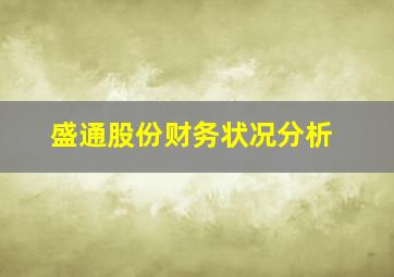 盛通股份财务状况分析