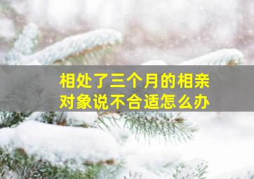 相处了三个月的相亲对象说不合适怎么办