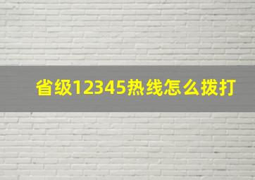 省级12345热线怎么拨打