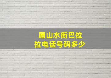 眉山水街巴拉拉电话号码多少