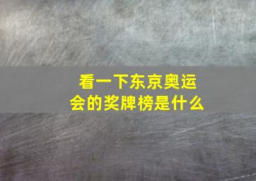 看一下东京奥运会的奖牌榜是什么