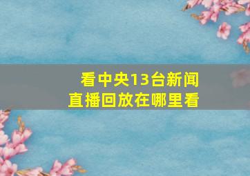 看中央13台新闻直播回放在哪里看