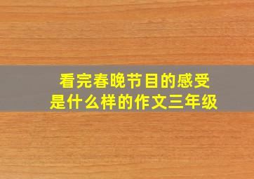 看完春晚节目的感受是什么样的作文三年级