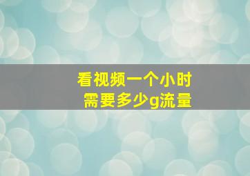 看视频一个小时需要多少g流量