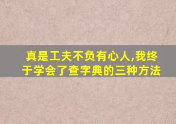 真是工夫不负有心人,我终于学会了查字典的三种方法