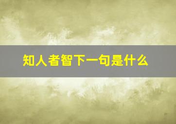 知人者智下一句是什么