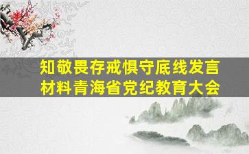 知敬畏存戒惧守底线发言材料青海省党纪教育大会