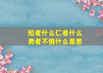 知者什么仁者什么勇者不惧什么意思