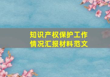 知识产权保护工作情况汇报材料范文