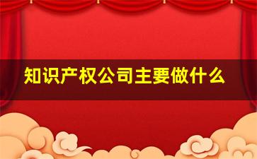 知识产权公司主要做什么