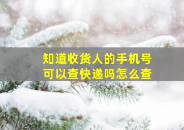 知道收货人的手机号可以查快递吗怎么查