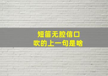 短笛无腔信口吹的上一句是啥