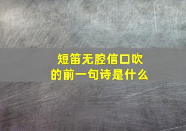 短笛无腔信口吹的前一句诗是什么