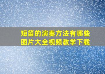 短笛的演奏方法有哪些图片大全视频教学下载