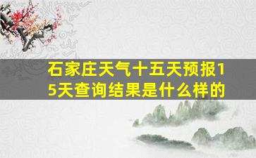 石家庄天气十五天预报15天查询结果是什么样的