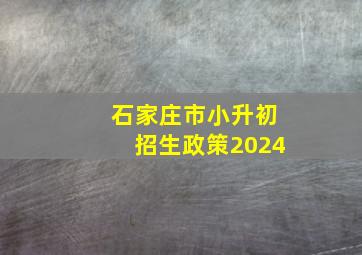 石家庄市小升初招生政策2024