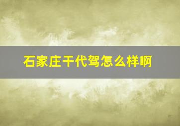 石家庄干代驾怎么样啊