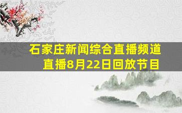 石家庄新闻综合直播频道直播8月22日回放节目