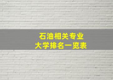 石油相关专业大学排名一览表