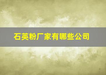 石英粉厂家有哪些公司