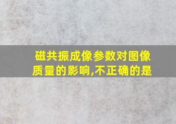 磁共振成像参数对图像质量的影响,不正确的是