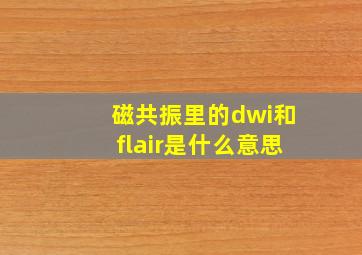 磁共振里的dwi和flair是什么意思