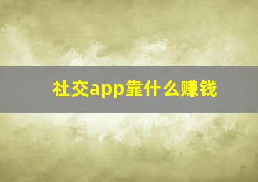 社交app靠什么赚钱