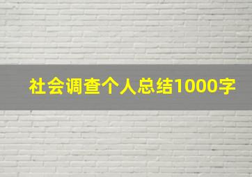 社会调查个人总结1000字