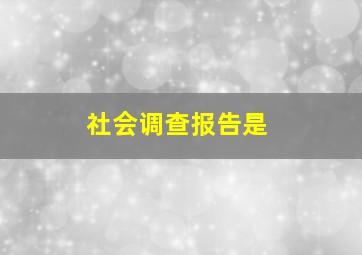 社会调查报告是