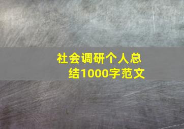 社会调研个人总结1000字范文