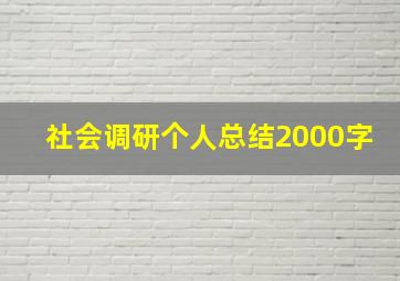 社会调研个人总结2000字