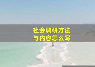 社会调研方法与内容怎么写