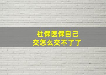 社保医保自己交怎么交不了了