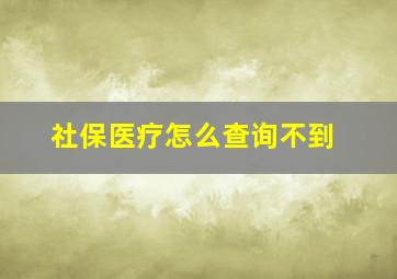 社保医疗怎么查询不到