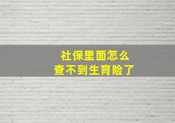 社保里面怎么查不到生育险了