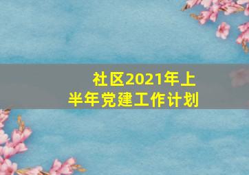 社区2021年上半年党建工作计划