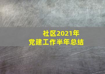 社区2021年党建工作半年总结