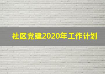 社区党建2020年工作计划