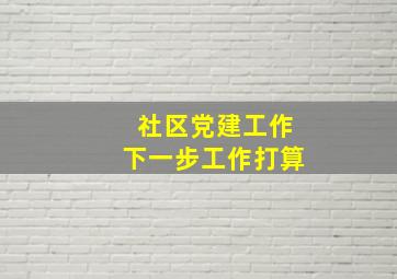 社区党建工作下一步工作打算