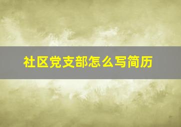 社区党支部怎么写简历