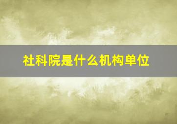 社科院是什么机构单位