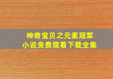 神奇宝贝之元素冠军小说免费观看下载全集